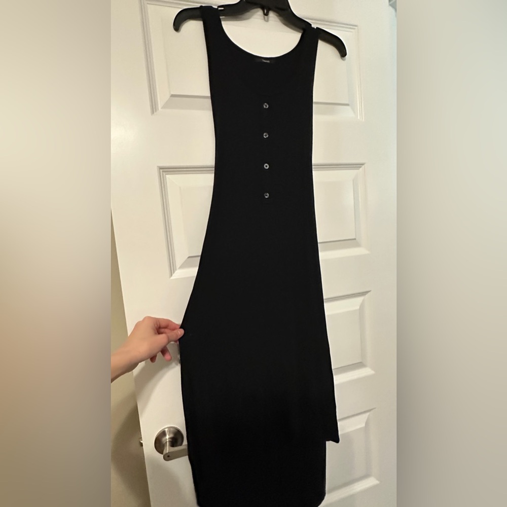 Black dress with button front